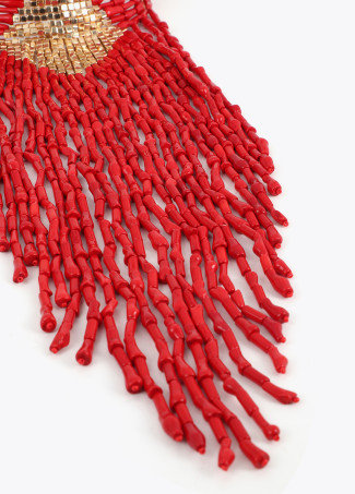 Coral Beaded Cascade Necklace