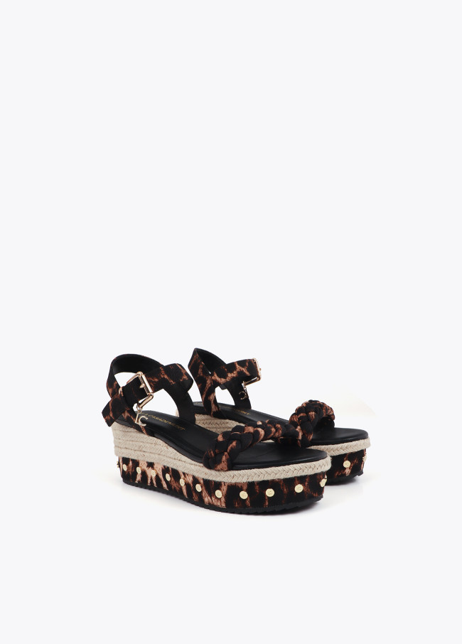 Braided Strap Wedge with Metallic Details
