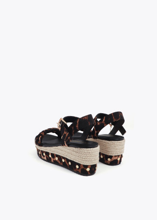 Braided Strap Wedge with Metallic Details