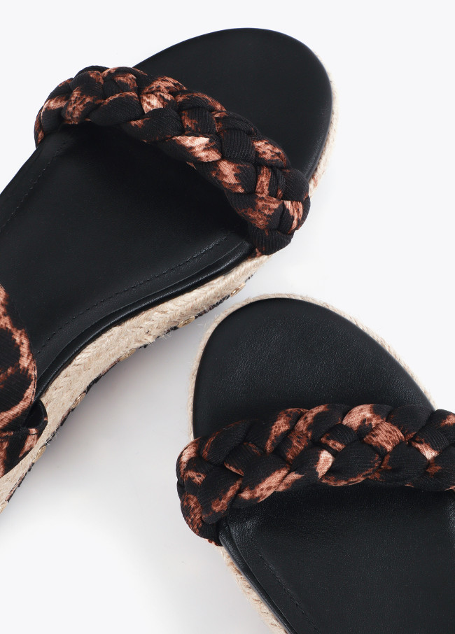 Braided Strap Wedge with Metallic Details