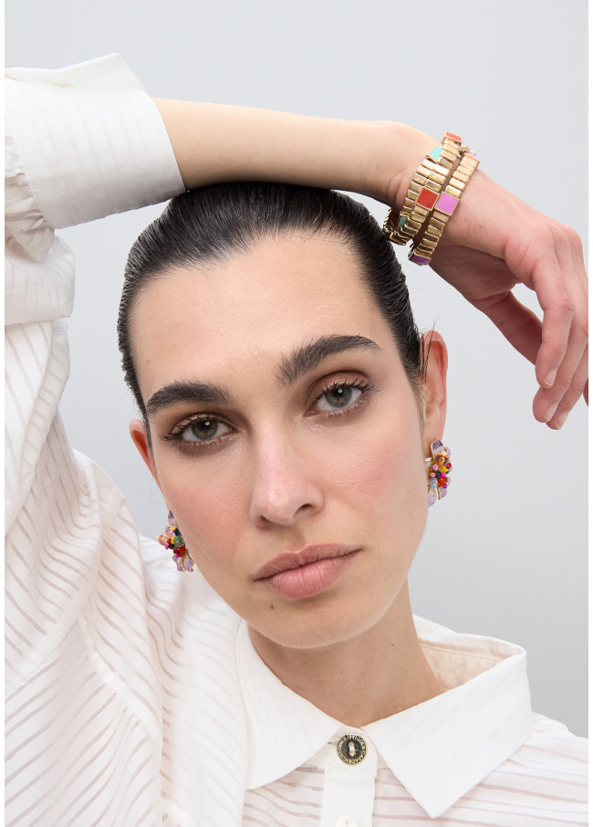 Conjunto de Pulseiras Elásticas Metálicas com...