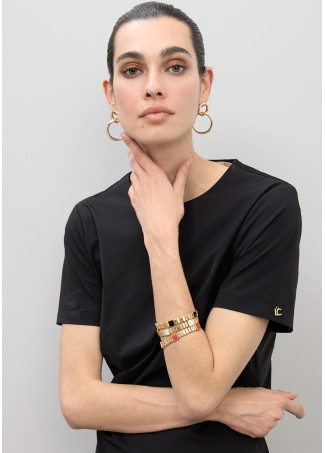 Ensemble de Bracelets Élastiques Métalliques avec Détails de Couleur