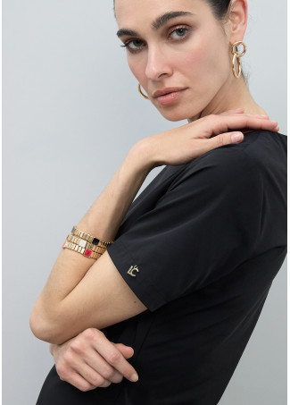 Metallisches Elastisches Armbandset mit Farbakzenten