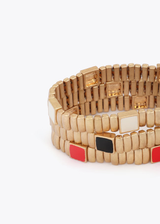 Metallic Elastic Bracelets Set with Color Details