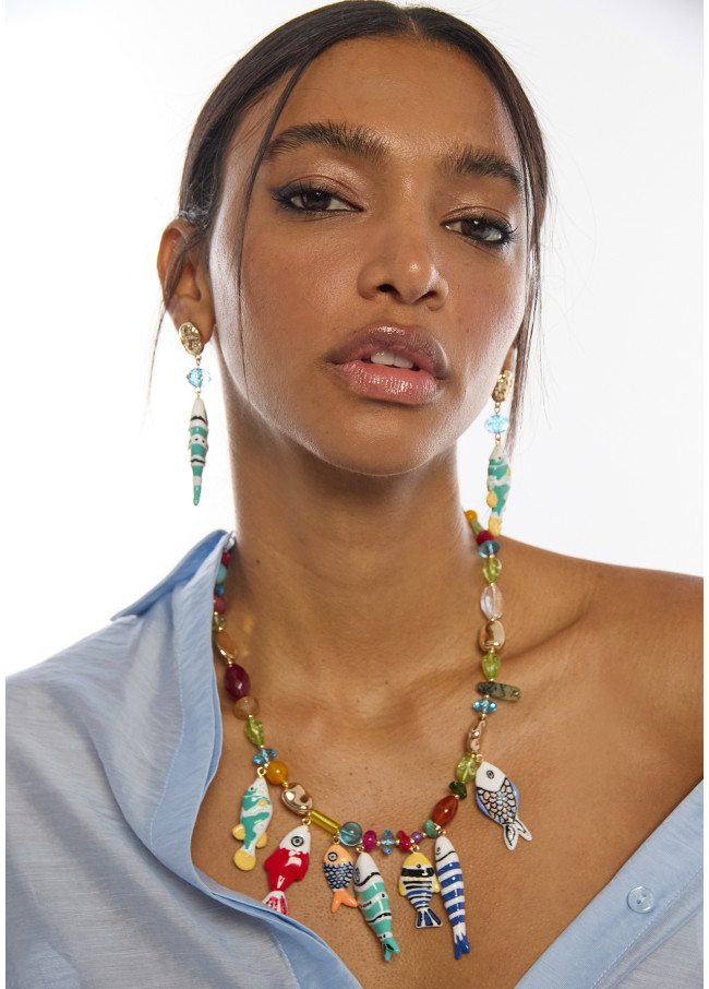 Collier en cristaux multicolores avec charms...