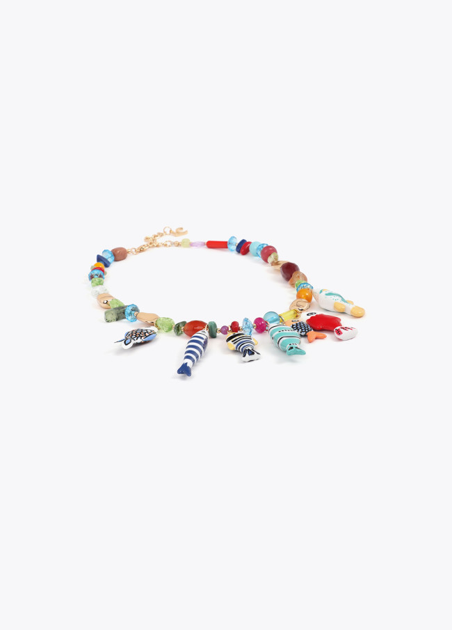 Collier en cristaux multicolores avec charms...