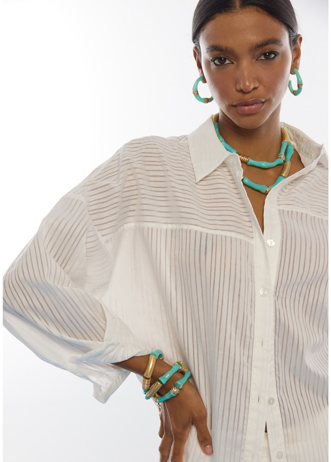 Pack of stretch bracelets with bamboo-effect...