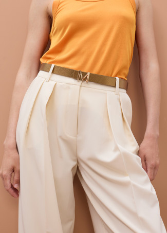 Metallic Reversible Belt with Logo M Buckle