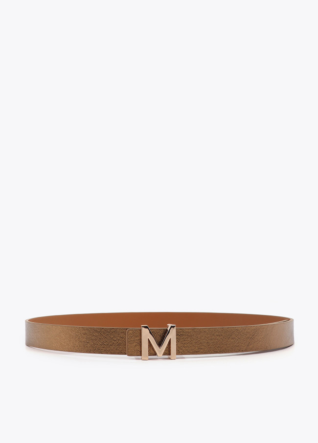 Metallic Reversible Belt with Logo M Buckle