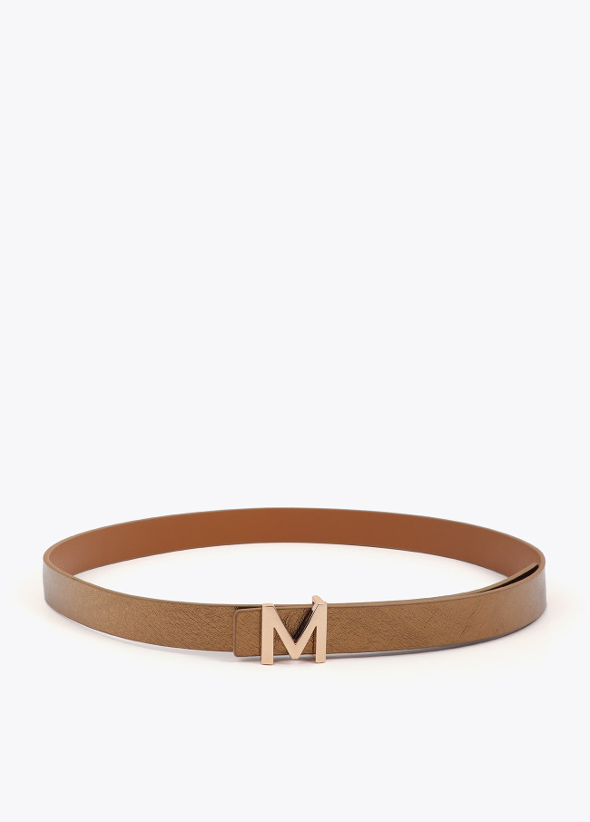 Metallic Reversible Belt with Logo M Buckle