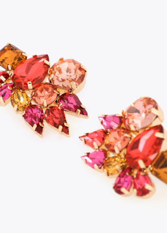 Boucles d'Oreilles Maxi Cristaux Multicolores