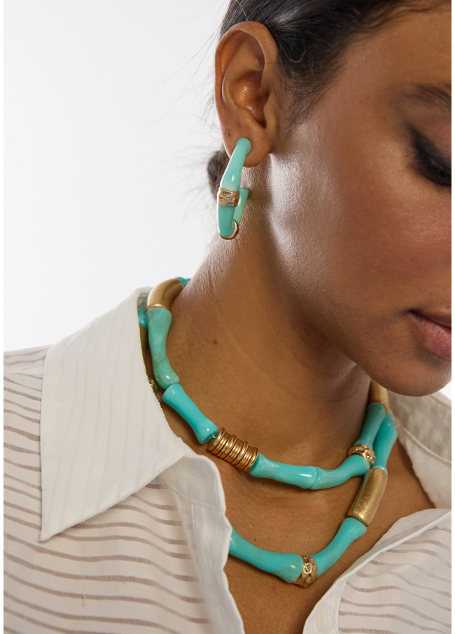 Bamboo Effect Hoop Earrings