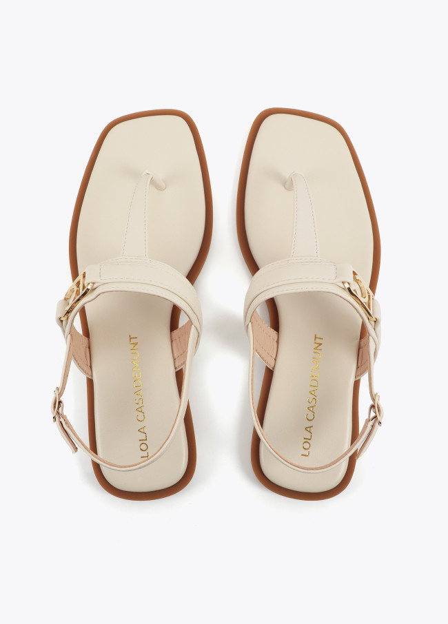 Flat Sandal with Toe Strap and Logo Buckle