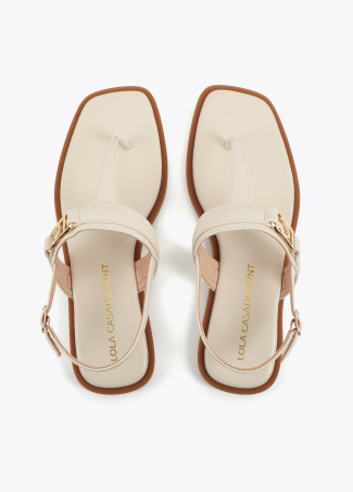 Flat Sandal with Toe Strap and Logo Buckle