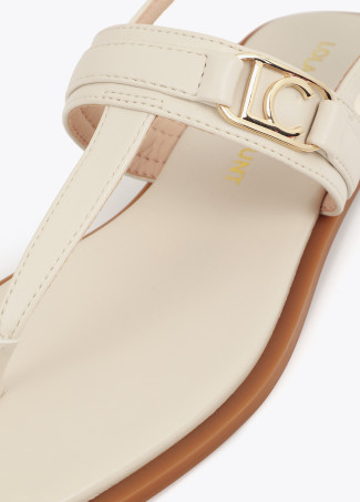 Flat Sandal with Toe Strap and Logo Buckle