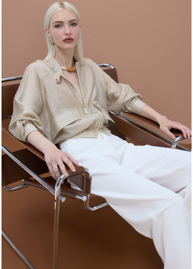 Bomber Jacket with Raglan Sleeves and Pockets