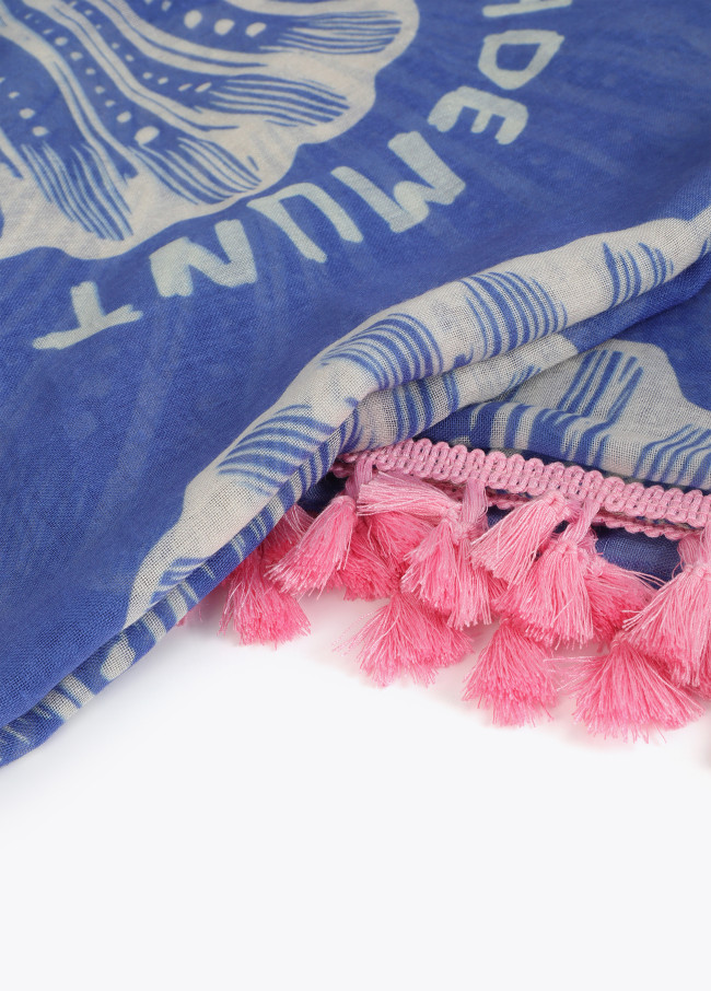 Sarong mit Muscheldruck und Fransen