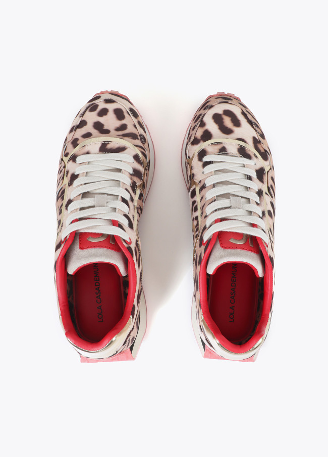 Tricolor Platform Sneakers in Mixed Fabrics and...