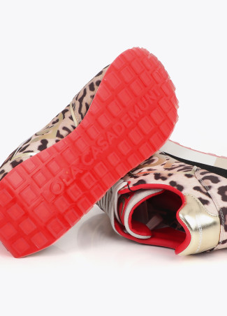 Tricolor Platform Sneakers in Mixed Fabrics and Leather Details