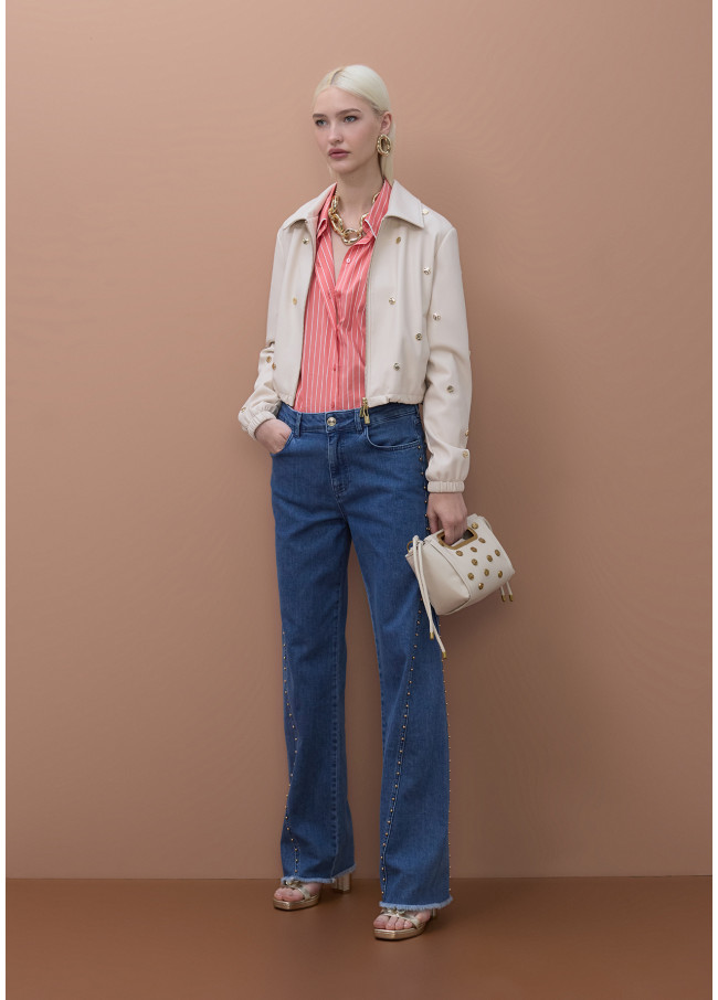 Blouson à clous en simili cuir