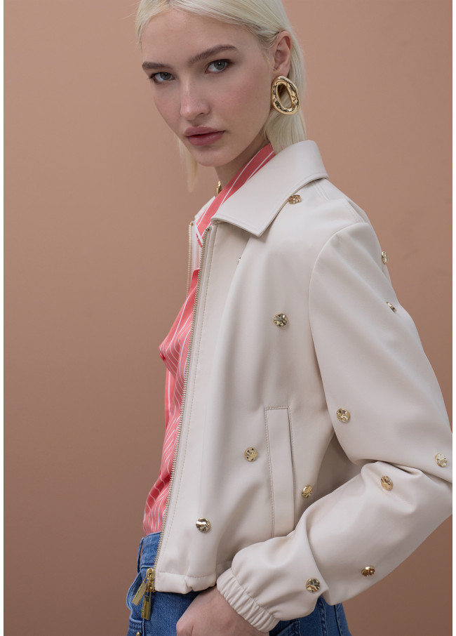 Blouson à clous en simili cuir