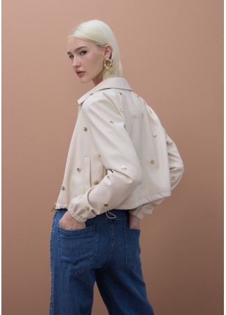 Blouson à clous en simili cuir