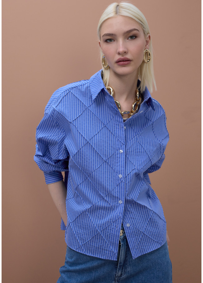 Camicia Oversize Popeline Texture Rombo