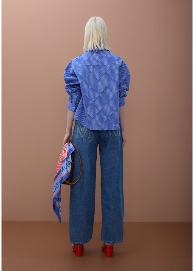 Oversize Poplin Diamond Textured Shirt