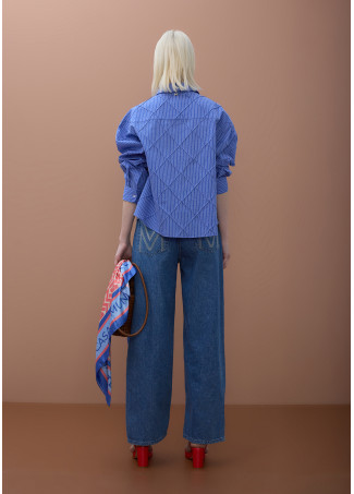 Camisa Oversize Popeline Textura Losangos