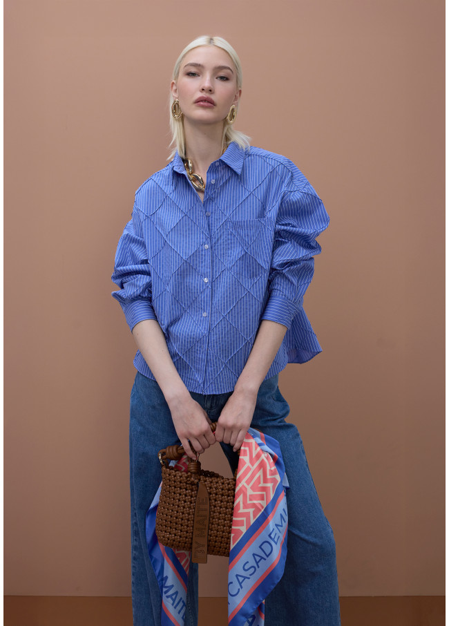 Camisa Oversize Popeline Textura Losangos