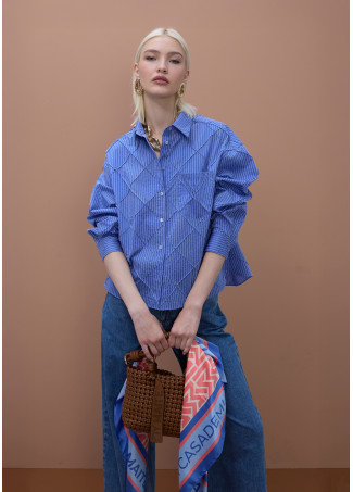 Camisa Oversize Popeline Textura Losangos