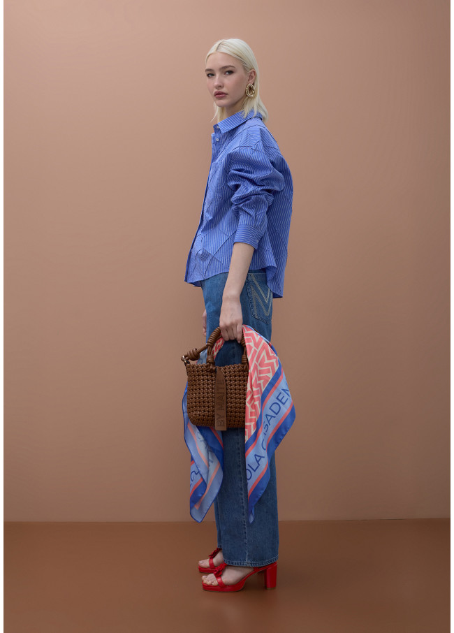 Oversize Poplin Diamond Textured Shirt