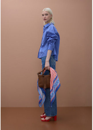 Camicia Oversize Popeline Texture Rombo