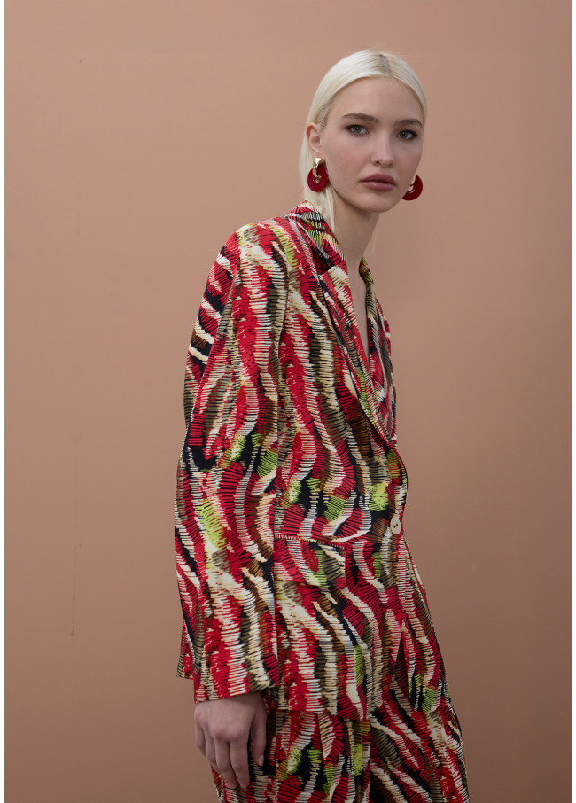 Printed Straight Fluid Blazer