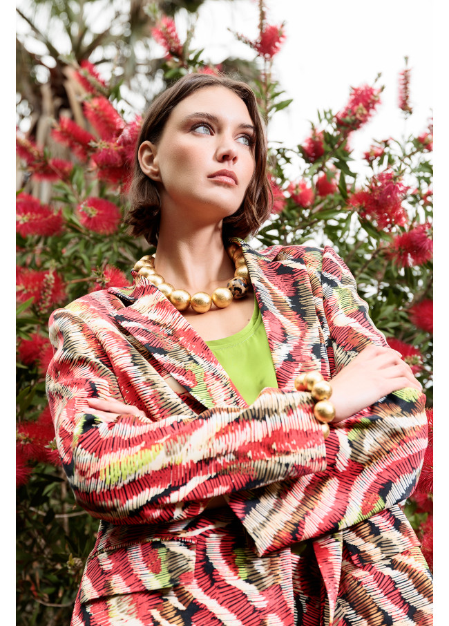 Blazer Fluido Dritto Stampato