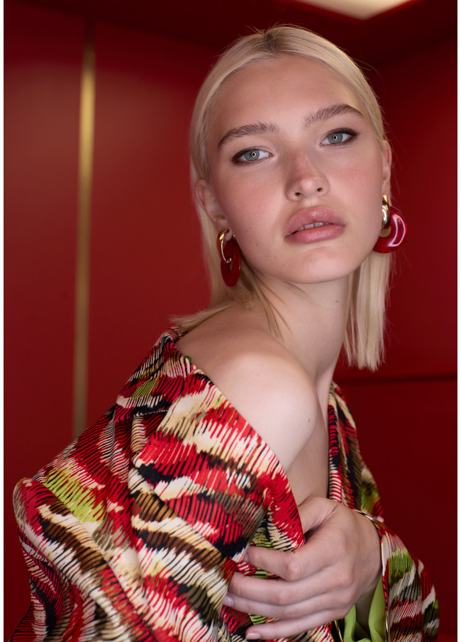 Printed Straight Fluid Blazer