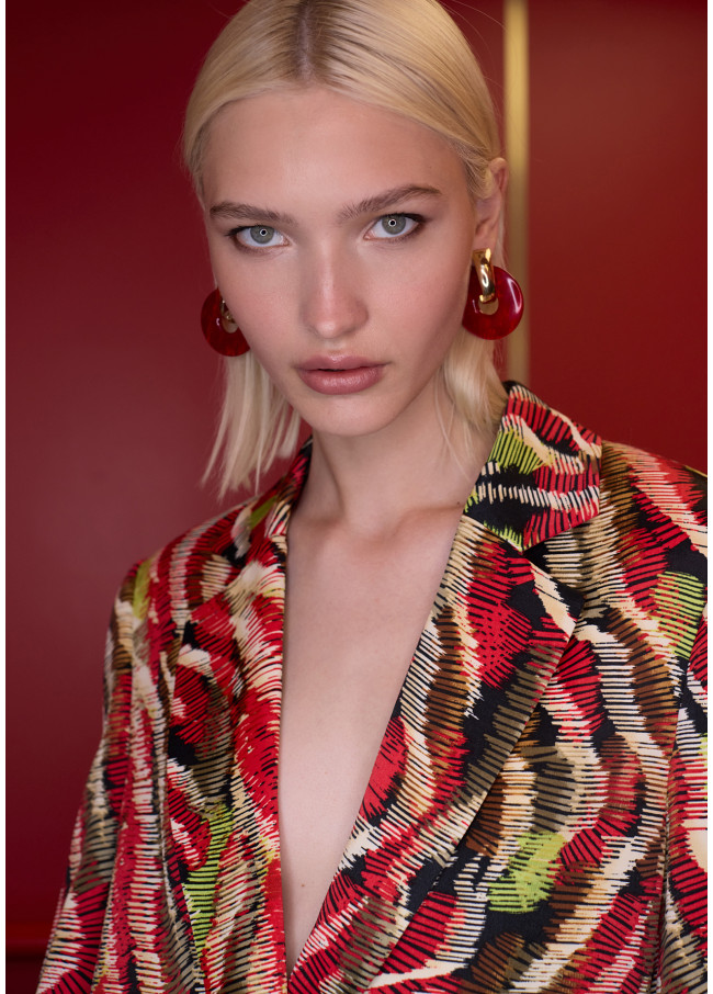 Printed Straight Fluid Blazer