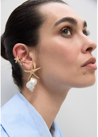 Ear cuff combinato perle e cristalli