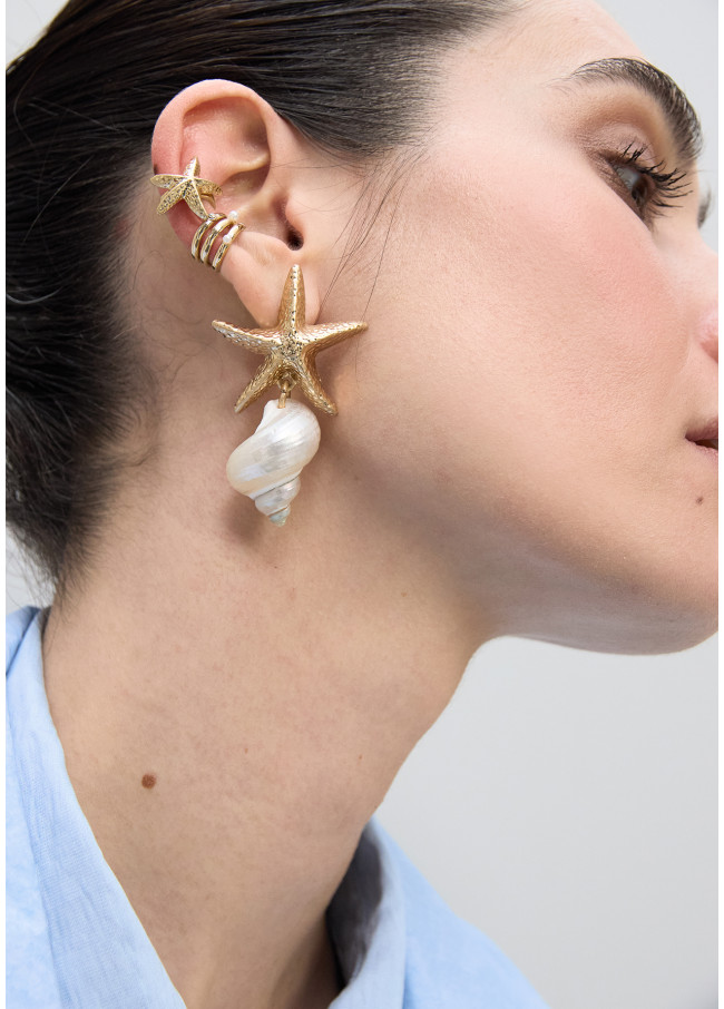 Ear cuff combinado pérolas e cristais