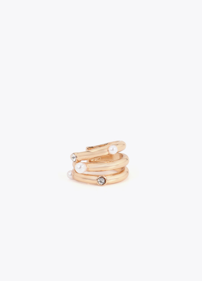 Ear cuff combinato perle e cristalli