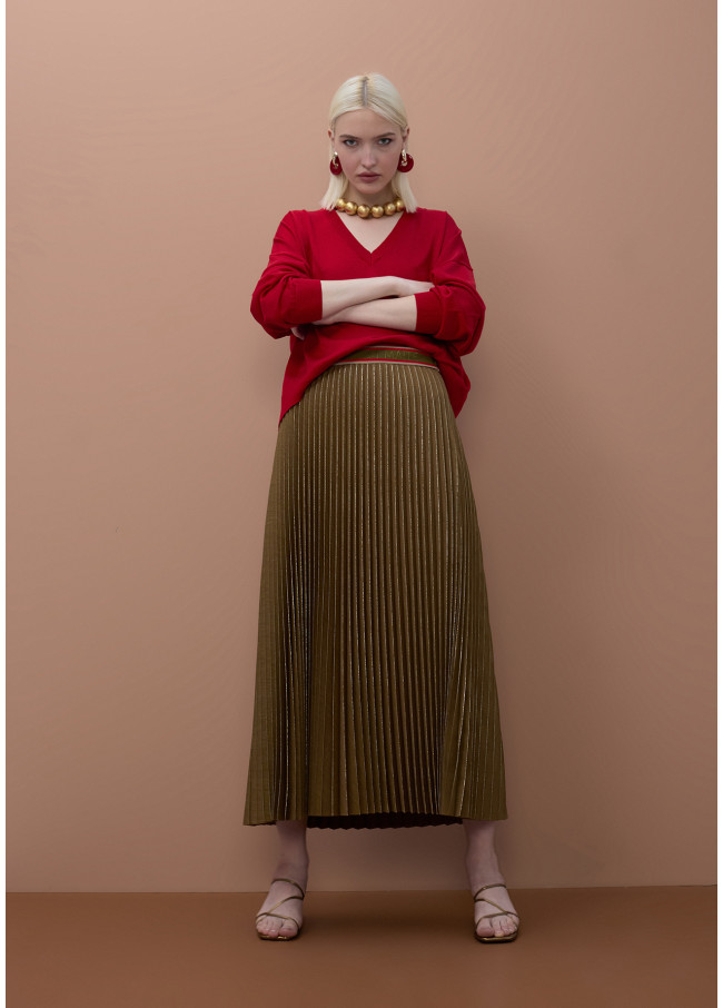 Metallic Pleated Skirt