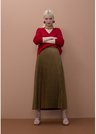 Metallic Pleated Skirt
