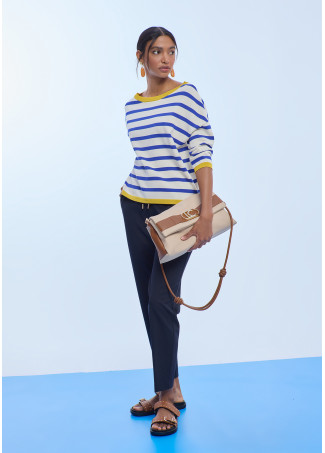 Canvas and Faux Leather Flap Crossbody