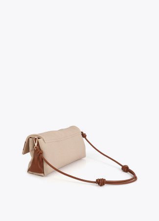 Canvas and Faux Leather Flap Crossbody