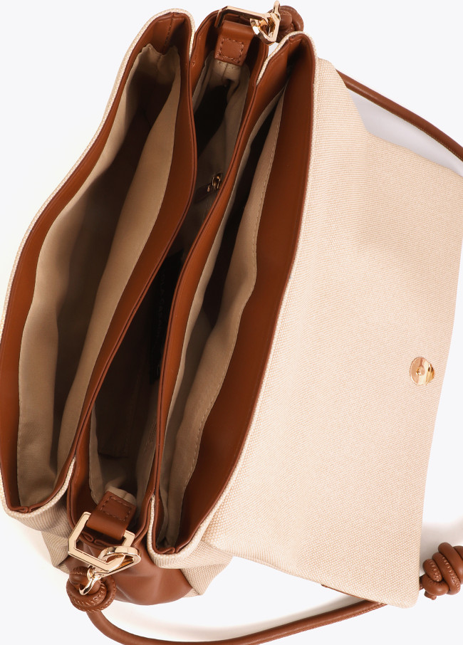 Canvas and Faux Leather Flap Crossbody