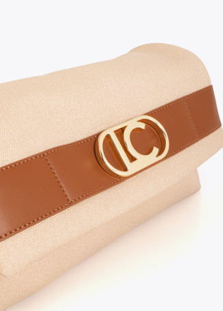 Canvas and Faux Leather Flap Crossbody