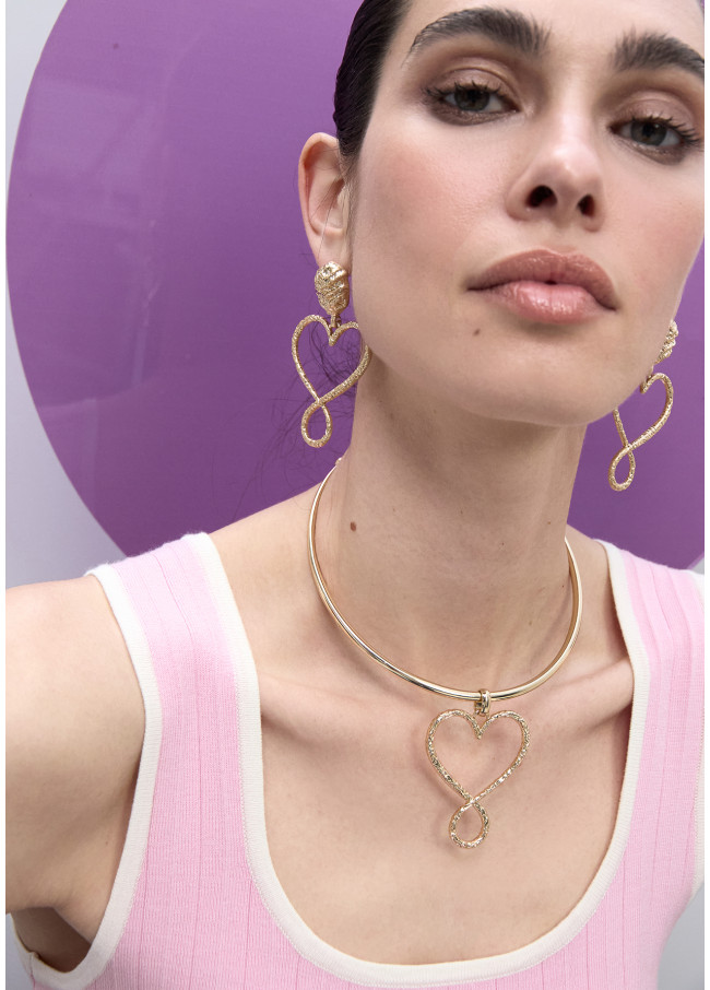 Hammered Texture Infinity Heart Choker