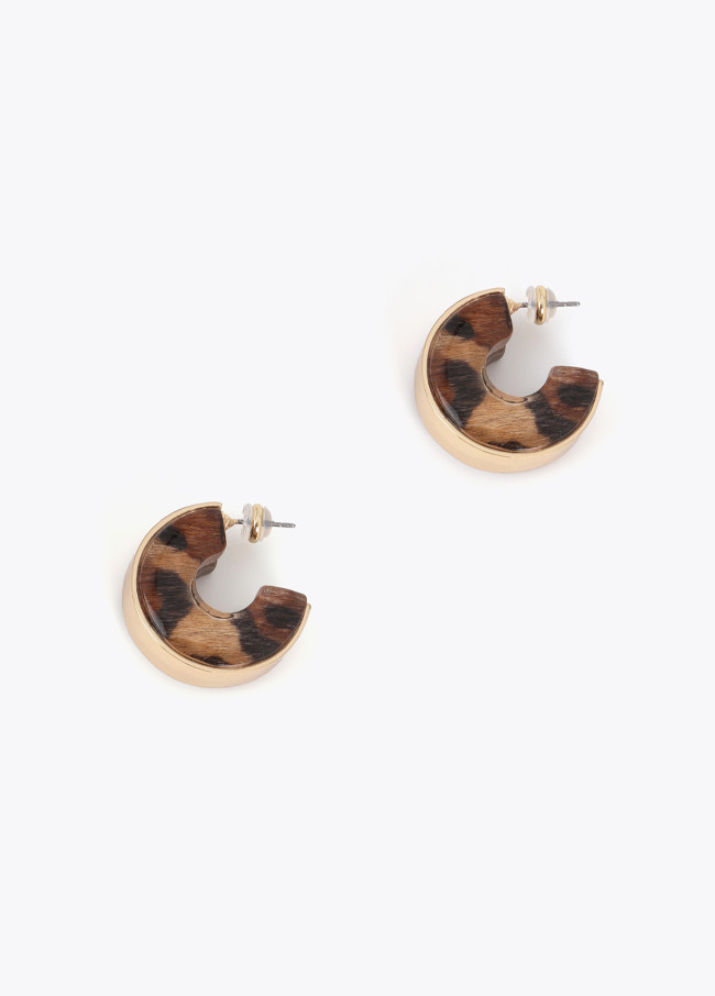 Metal and Animal Print Hoop Earrings