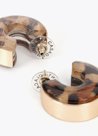 Metal and Animal Print Hoop Earrings
