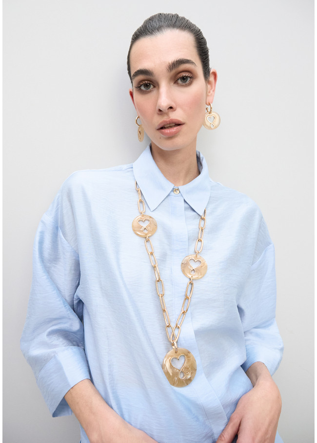 Collier long en acrylique avec médaillons...